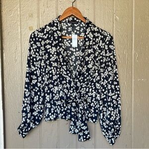 Banana Republic Black Floral wrap up  Women's Top
